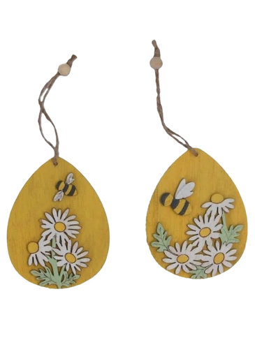 Hanging Decoration - Bee & Daisy Wooden - Gisela Graham